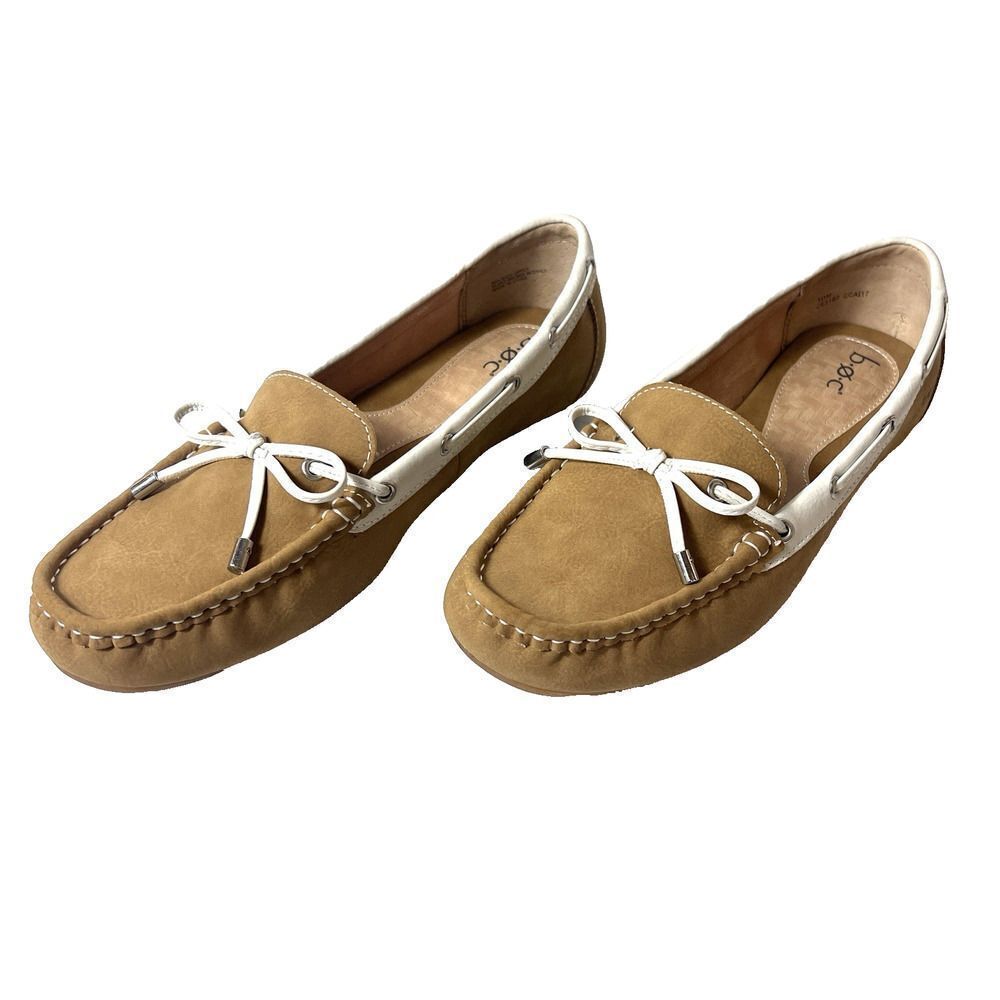 Born b.o.c Womens 10M Faux Leather Flats Comfort Casual Tan Loafer Slip On Shoes